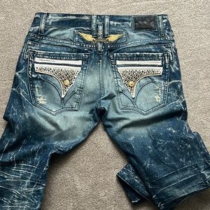 Men’s Robins Jeans w/blue and gold studs Authentic